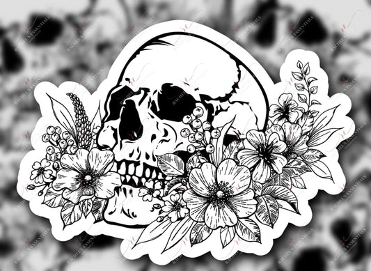 Skull And Flowers - Sticker