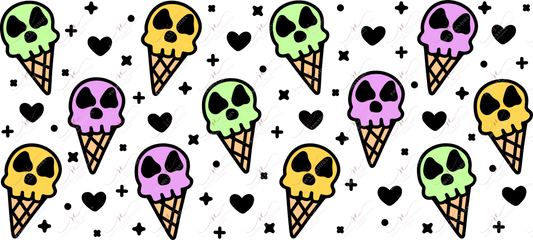 Skull Ice Cream- 16Oz Vinyl Libbey Wrap