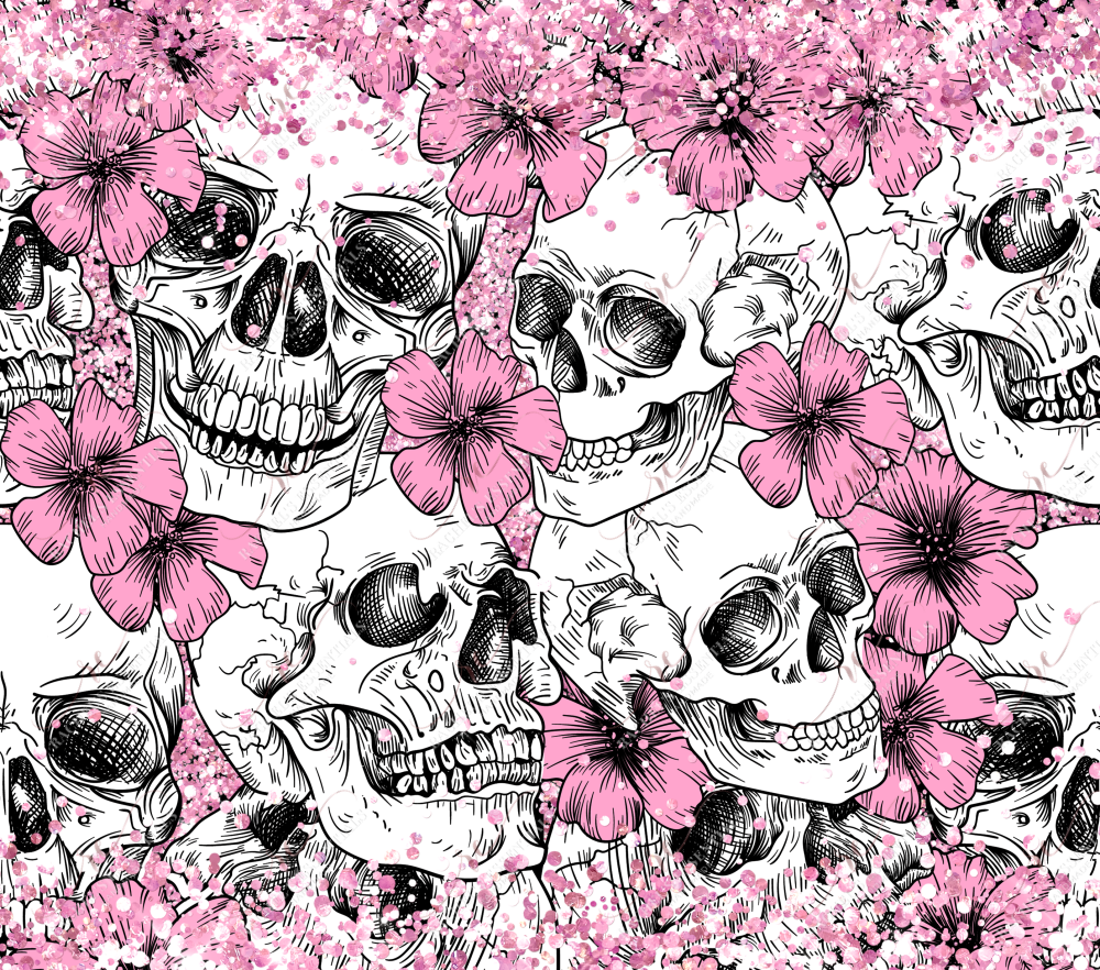 Skulls And Flowers Pink - Vinyl Wrap