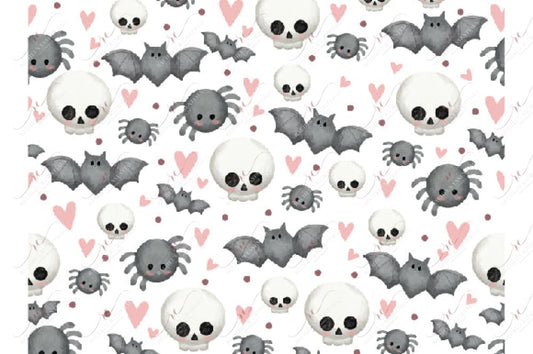 Skulls Bats Spiders - Ready To Press Sublimation Transfer Print Sublimation