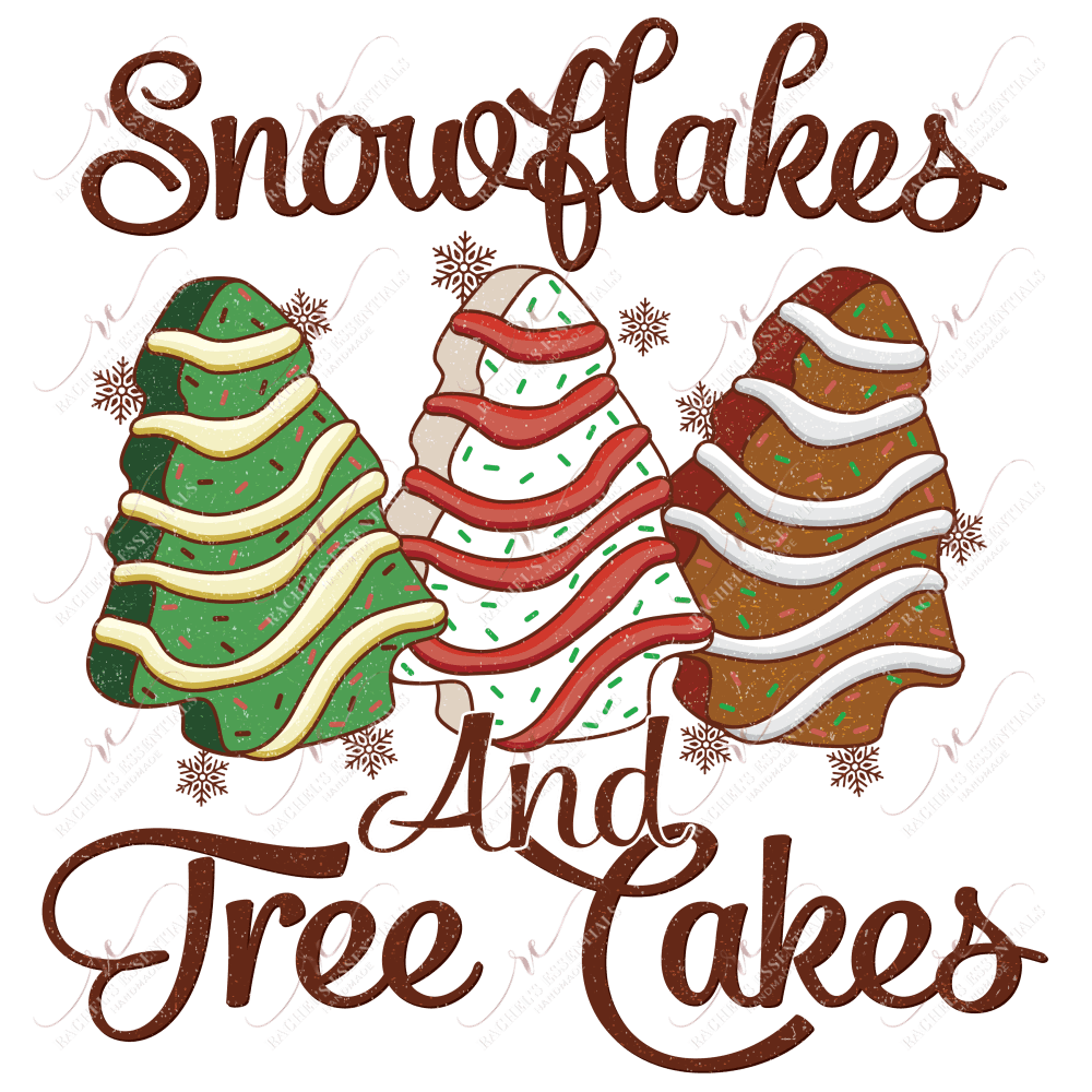Snowflakes And Tree Cakes - Ready To Press Sublimation Transfer Print 11/23 Sublimation
