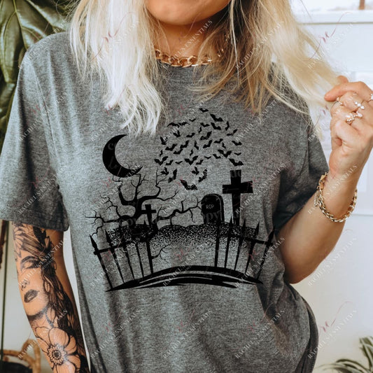 Spooky Graveyard - Ready To Press Sublimation Transfer Print Sublimation