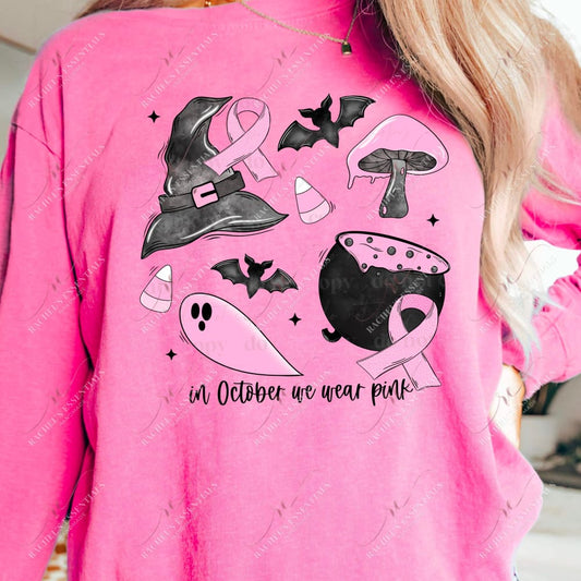 Spooky In October We Wear Pink - Ready To Press Sublimation Transfer Print Sublimation