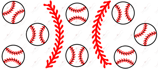 Baseballs - 16Oz Glass Can Wrap Sublimation