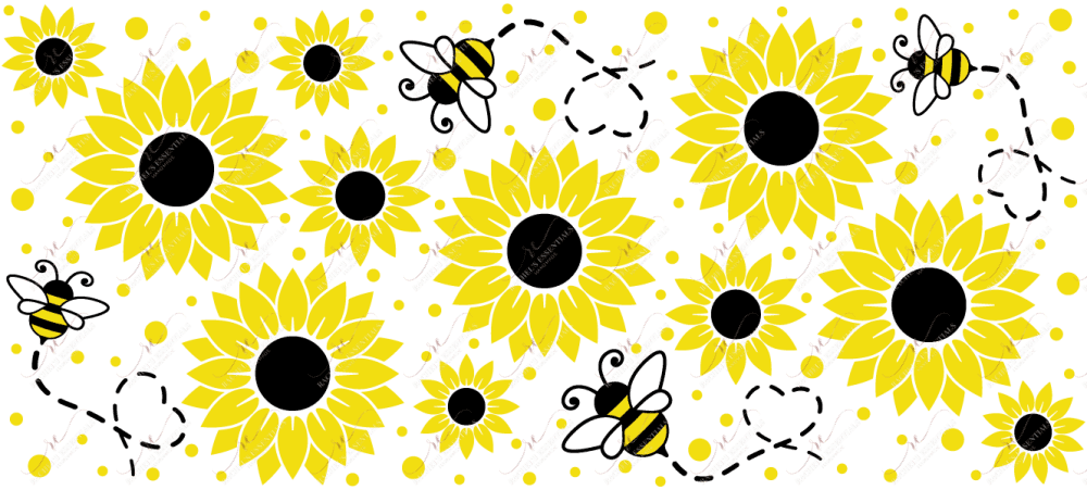Bees And Sunflowers - 16Oz Glass Can Wrap Sublimation