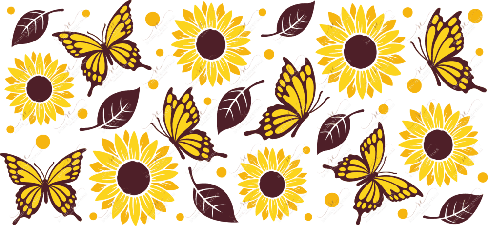 Butterflies And Sunflowers - 16Oz Glass Can Wrap Sublimation