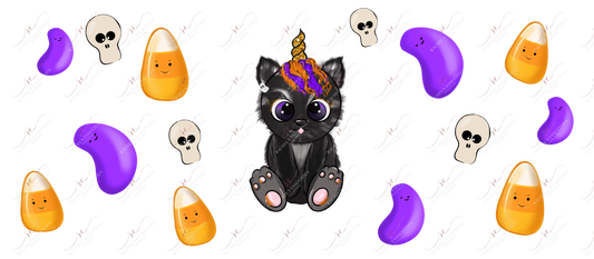 Halloween Cat - 16Oz Glass Can Wrap Sublimation