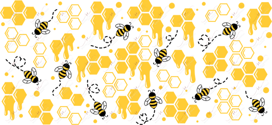 Honeycomb Bee - 16Oz Glass Can Wrap