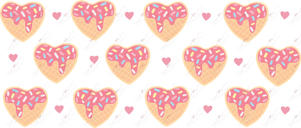 Ice Cream Waffle Hearts - 16Oz Glass Can Wrap Sublimation