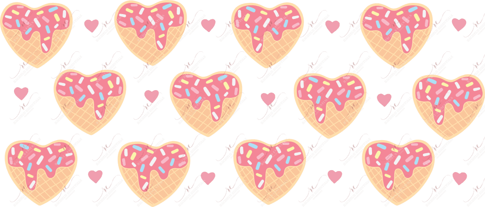 Ice Cream Waffle Hearts - 16Oz Glass Can Wrap Sublimation
