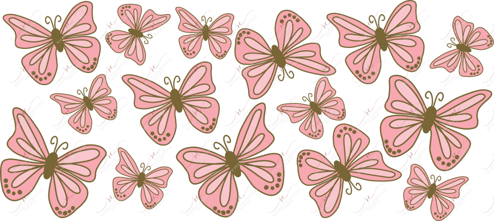 Pink Butterflies - 16Oz Glass Can Wrap