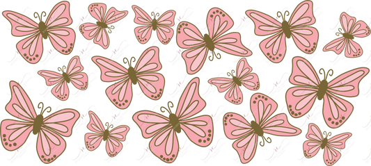 Pink Butterflies - 16Oz Glass Can Wrap