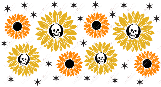 Skull Sunflowers - 16Oz Glass Can Wrap Sublimation