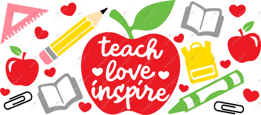 Teach Love Inspire - 16Oz Glass Can Wrap Sublimation