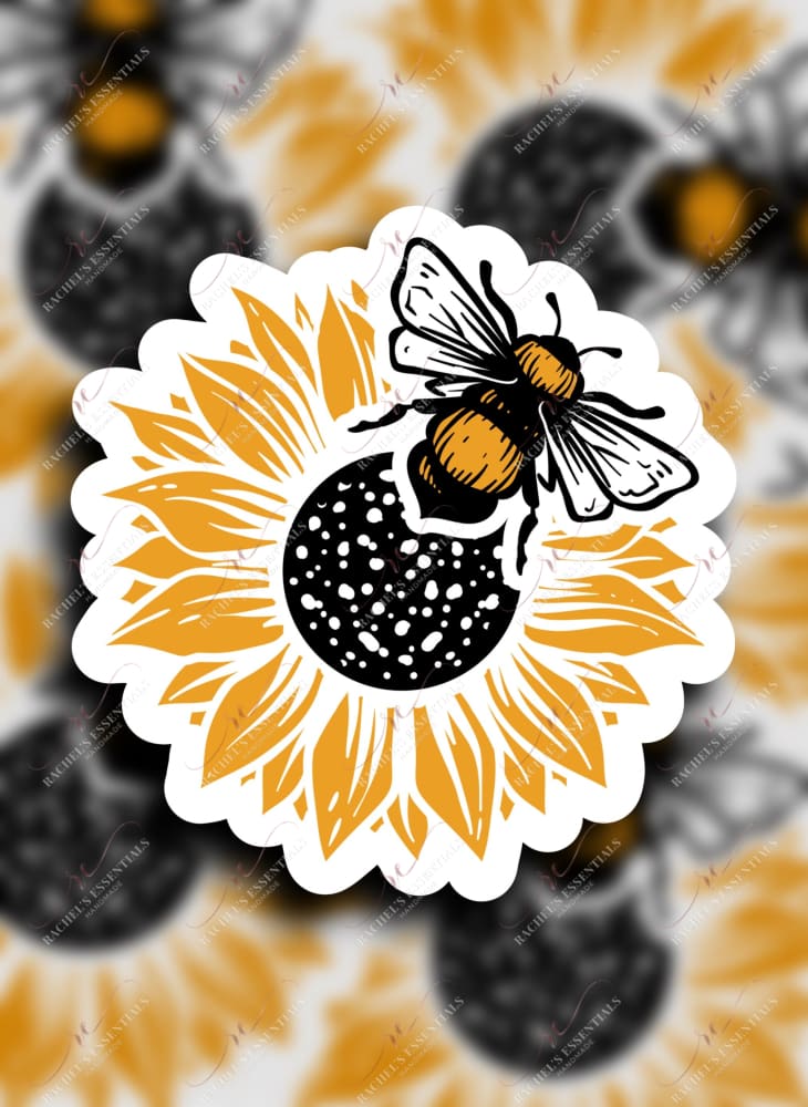 Sunflower And Bee - Sticker