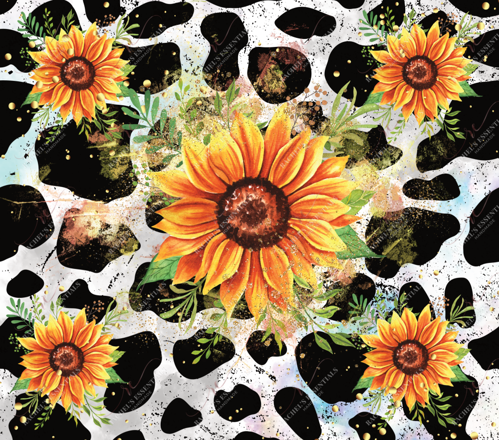 Sunflower and cow print - ready to press sublimation transfer print ...