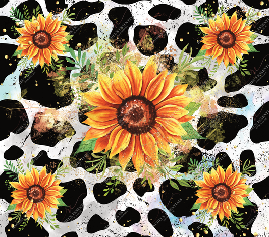 Sunflower And Cow Print - Ready To Press Sublimation Transfer Sublimation