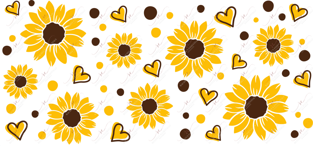 Sunflowers And Hearts - Ready To Press Sublimation Transfer Print Sublimation