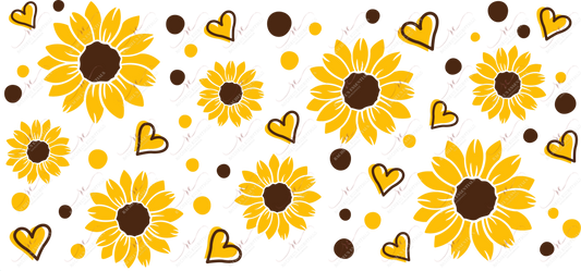 Sunflowers And Hearts - Ready To Press Sublimation Transfer Print Sublimation