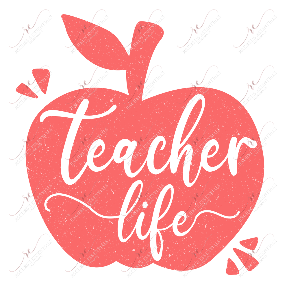 Teacher Life Apple - Ready To Press Sublimation Transfer Print Sublimation