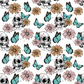 Teal Pink Butterflies Skull - Vinyl Wrap Vinyl