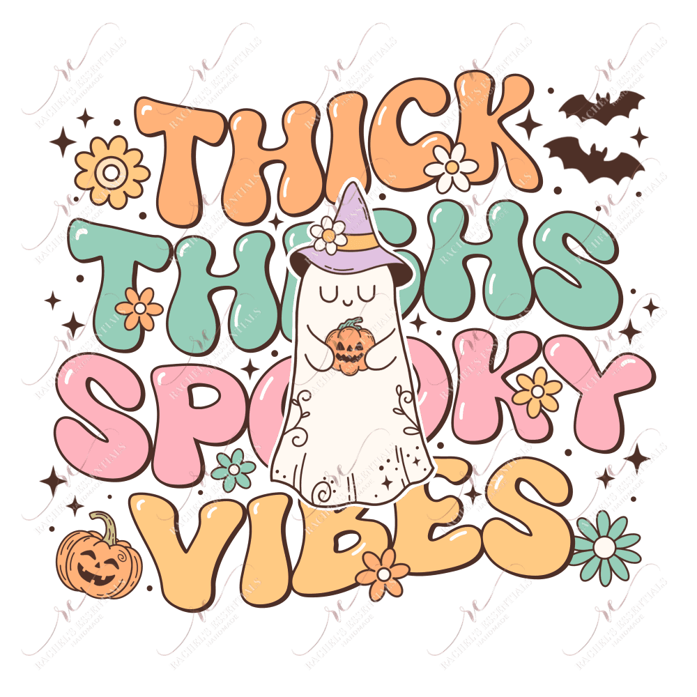 Thick Thighs And Spooky Vibes- Clear Cast Decal