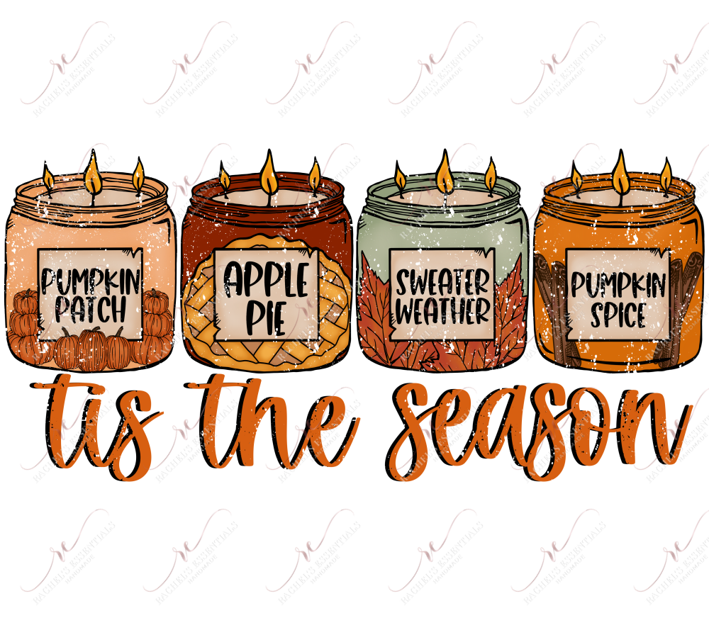 Tie The Season Fall Candles - Clear Cast Decal