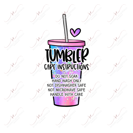 Tumbler Care Instructions Pink - Business Sticker Set