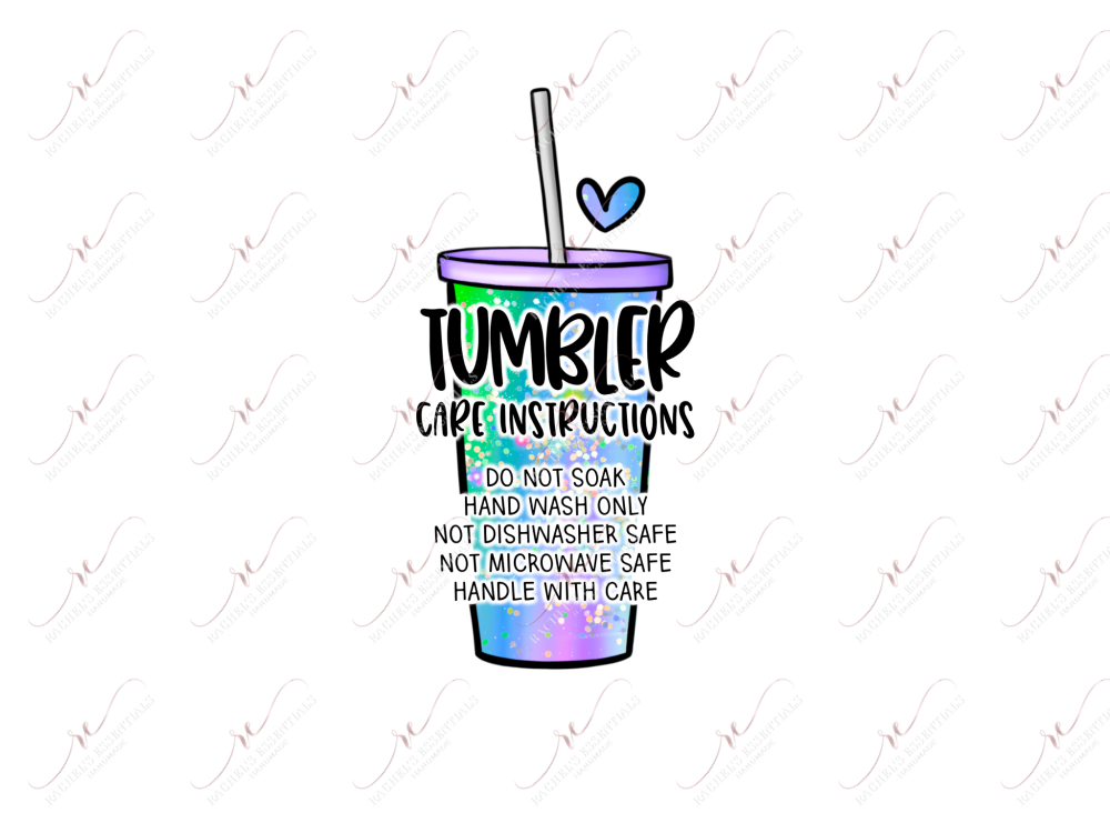 Tumbler Care Instructions Purple - Business Sticker Set