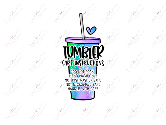 Tumbler Care Instructions Purple - Business Sticker Set