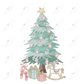 Vintage Christmas Tree Presents - Clear Cast Decal