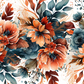 Vintage Floral Orange & Teal - Vinyl Wrap Vinyl