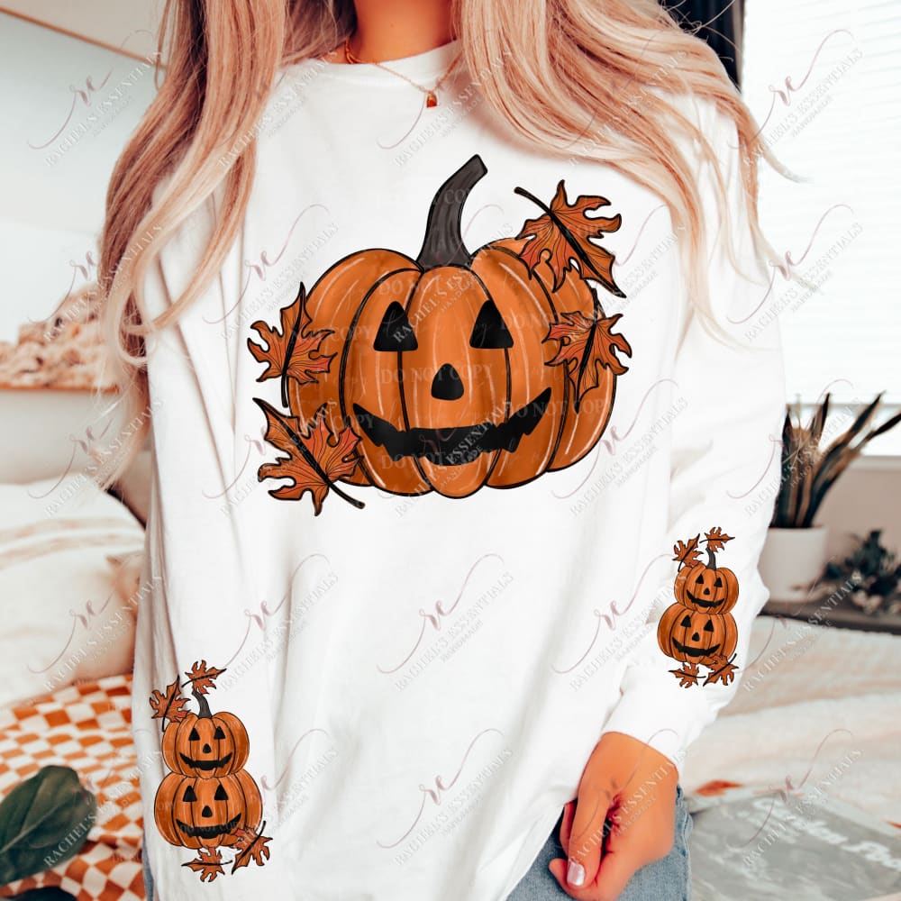 Watercolor Pumpkins 2 Sleeve- Ready To Press Sublimation Transfer Print Sublimation