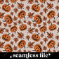 Orange jack-o-lanterns and orange leaves