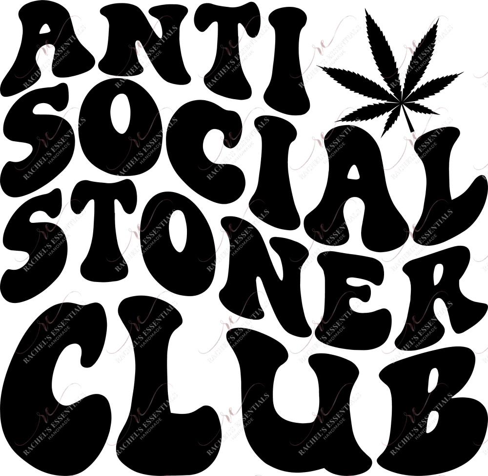 Wavy Antisocial Stoners Club (Black Letters)- Clear Cast Decal