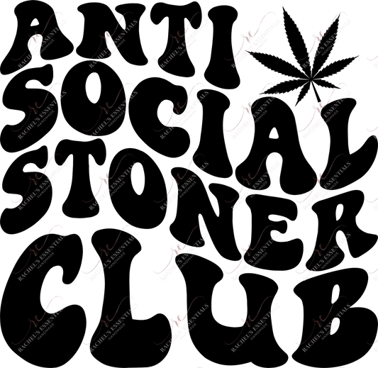 Wavy Antisocial Stoners Club (Black Letters)- Clear Cast Decal