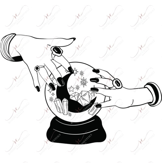 Witchy Hands Crystal Ball - Ready To Press Sublimation Transfer Print Sublimation