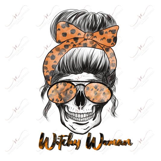 Sublimation 1.99 Witchy woman messy bun skull - ready to press sublimation transfer print freeshipping - Rachel's Essentials