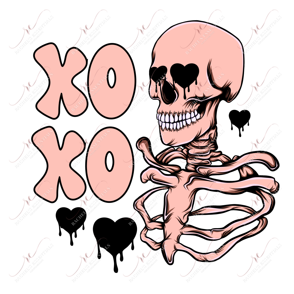 Xoxo Pink Skeleton - Clear Cast Decal