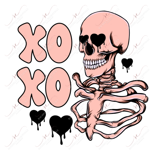 Xoxo Pink Skeleton - Clear Cast Decal