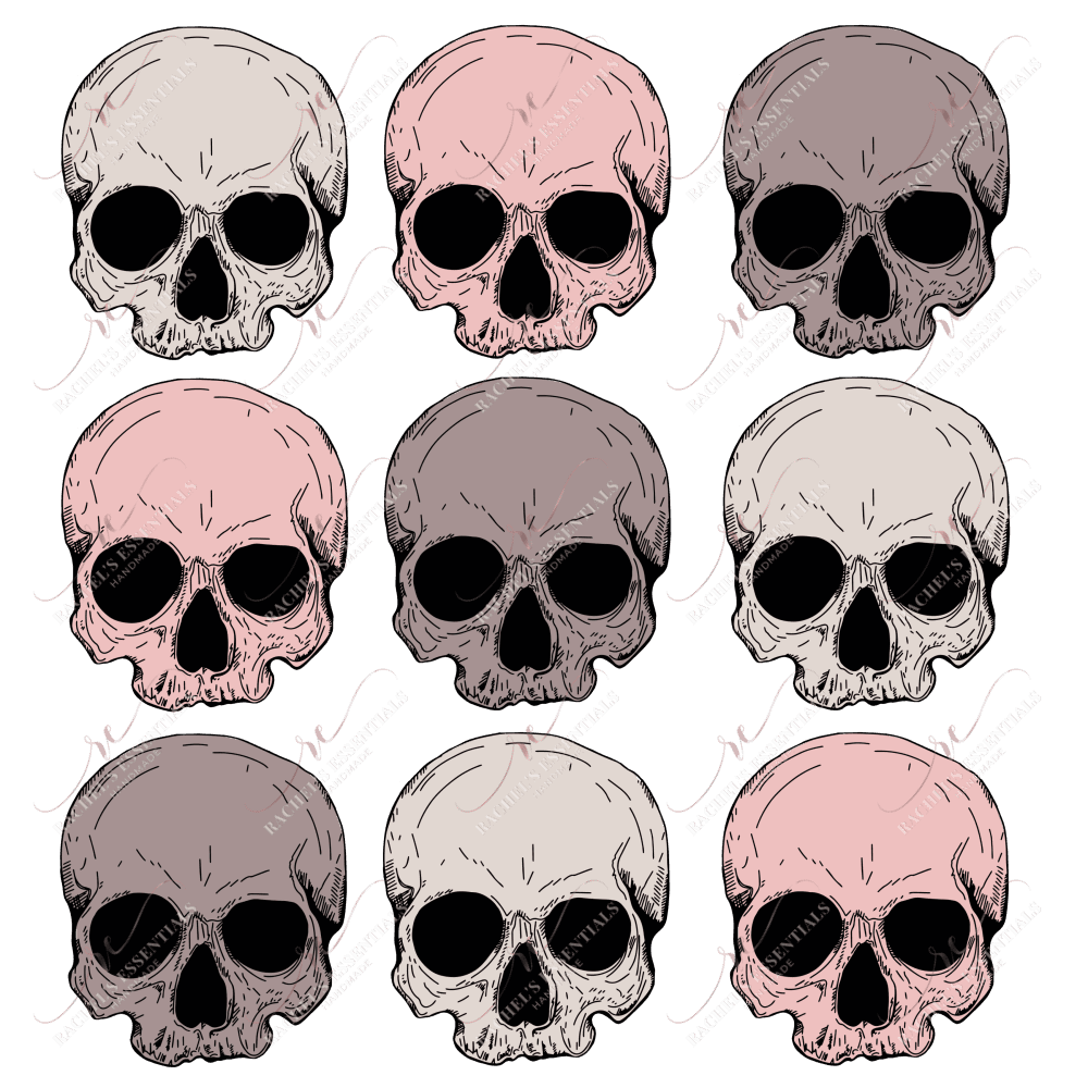 3X3 Skulls Pastel - Ready To Press Sublimation Transfer Print Sublimation