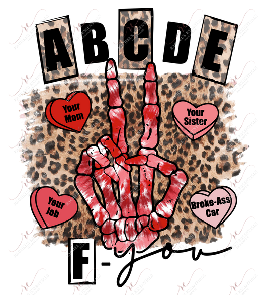Abcdefu Skeleton Hand - Ready To Press Sublimation Transfer Print Sublimation