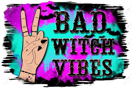 Sublimation 1.99 Bad witch vibes peace hand colorful - ready to press sublimation transfer print freeshipping - Rachel's Essentials