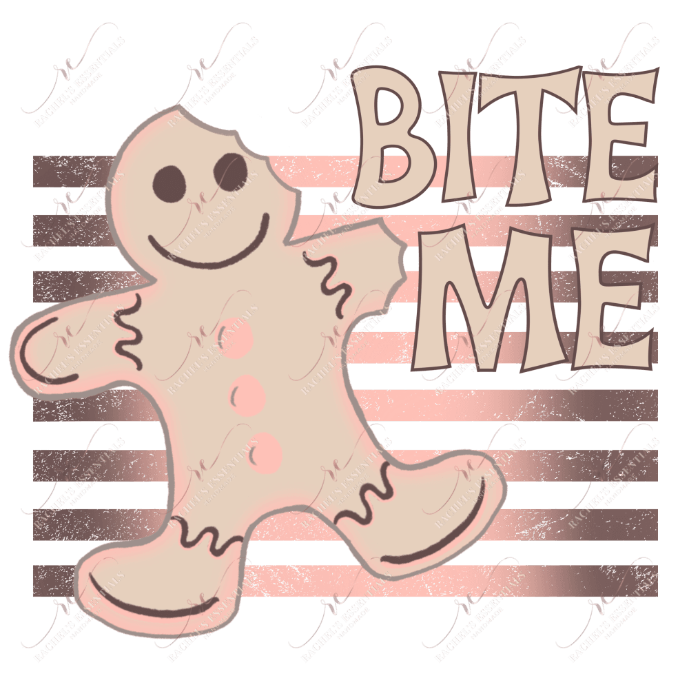 Bite Me Gingerbread Man - Clear Cast Decal