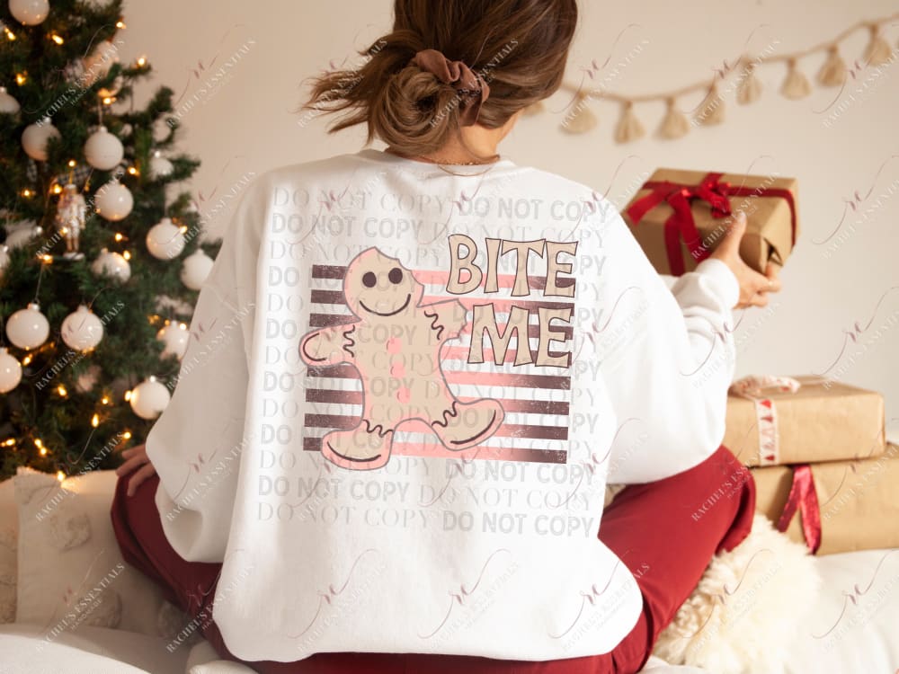 Bite Me Gingerbread Man - Ready To Press Sublimation Transfer Print Sublimation