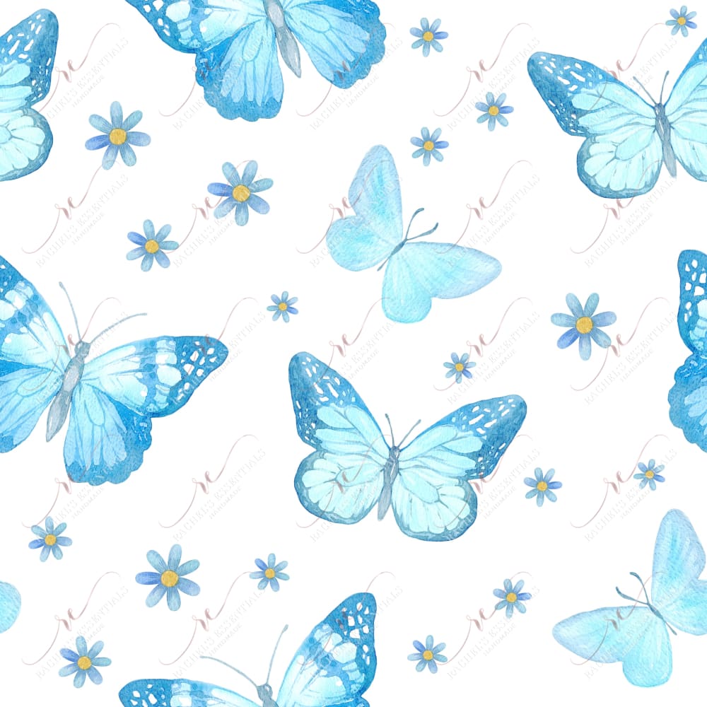 Blue Butterflies And Flowers - Vinyl Wrap