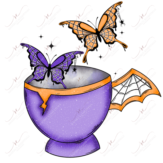 Butterfly With Mug - Clear Cast Decal
