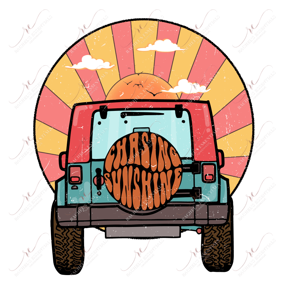 Chasing Sunshine Jeep - Ready To Press Sublimation Transfer Print Sublimation