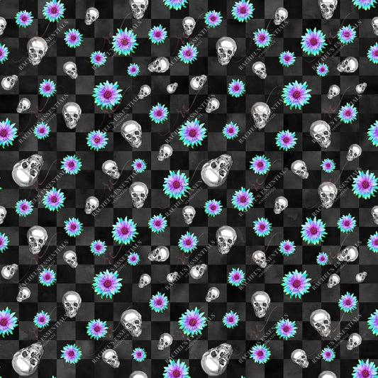 Checkered Skulls - Ready To Press Sublimation Transfer Print Sublimation