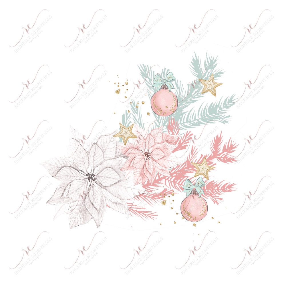 Christmas Floral Pastel - Ready To Press Sublimation Transfer Print Sublimation